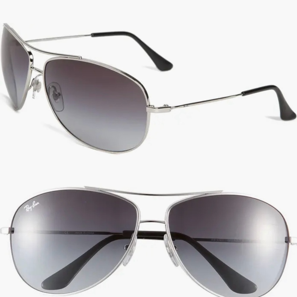 Ray-Ban Silver and Black Aviator Sunglasses